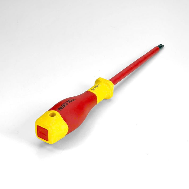 Tua vít dẹp cách điện cao cấp 75 - 150mm TOLSEN, mũi vít thép S2, mạ đen