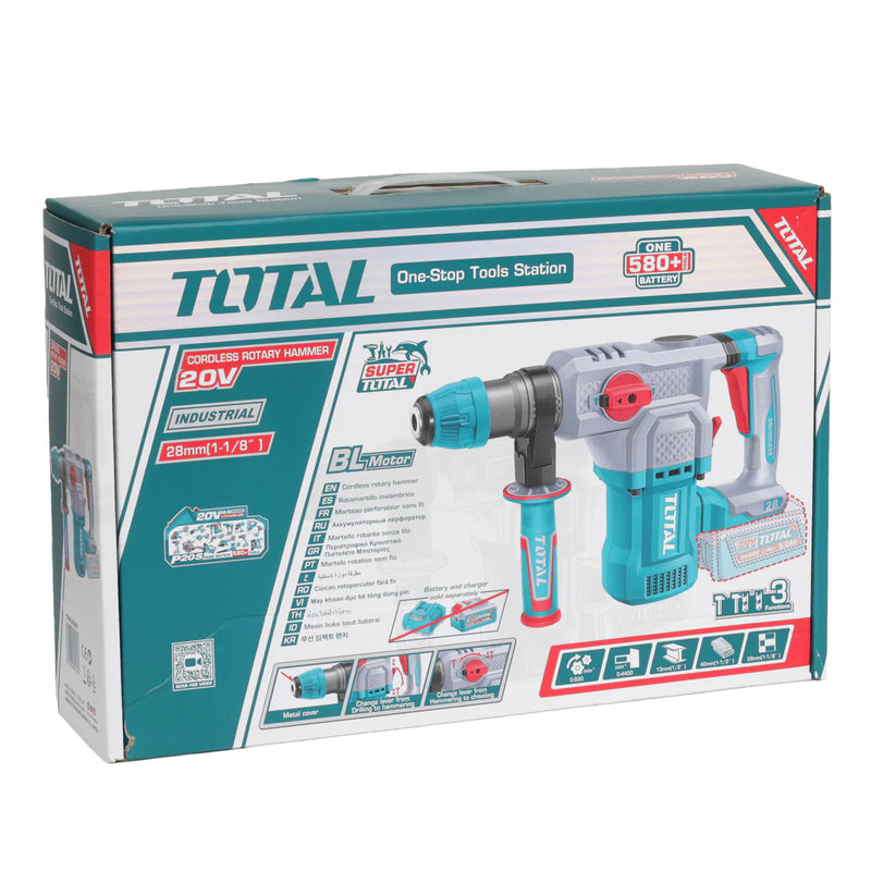 Máy khoan bê tông 3 chức năng Total TRHLI20286 dùng Pin 20V, đuôi gài SDS-Plus