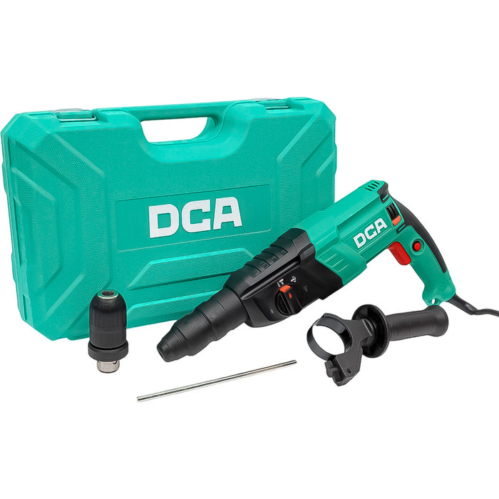 Máy khoan bê tông 3 chức năng DCA AZC800-26Q công suất 800W, đầu gài SDS-Plus, lực đập 2.7J
