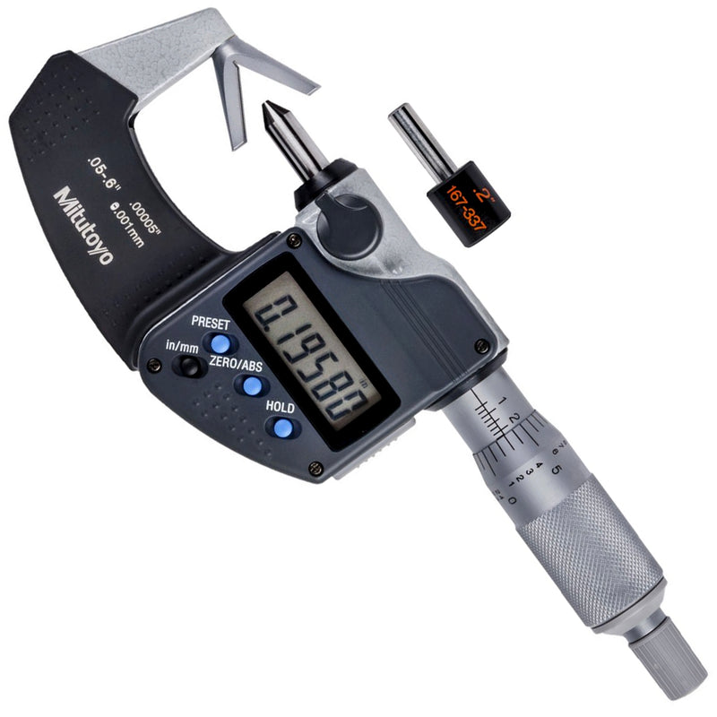 Panme điện tử Mitutoyo Series 314 - V-Anvil Micrometers, Đế đo chữ V + Mũi đo nhọn