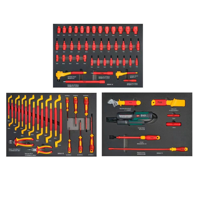 Bộ xe đẩy dụng cụ cách điện 1000V 72 chi tiết SATA 09948
