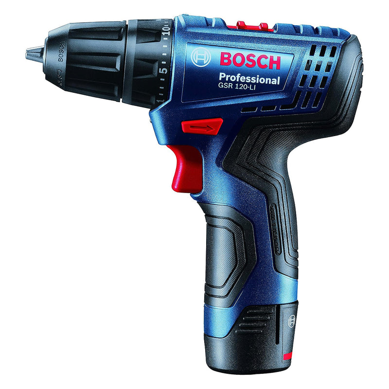 Máy khoan gỗ thép Bosch GSR 120-LI Gen II dùng Pin 12V, đầu kẹp 10mm