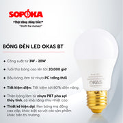 Bóng LED tròn SOPOKA Mã B, E27, ánh sáng trắng/vàng, công suất 3W-20W, tiết kiệm điện, chống nước, chống côn trùng, bền bỉ