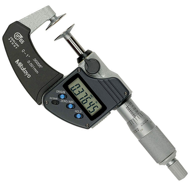 Panme điện tử Mitutoyo Series 322 - Disc Micrometers. Hàm kẹp đĩa đo bánh răng,. Có cổng SPC xuất dữ liệu