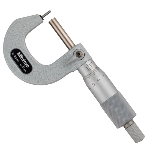 Panme Mitutoyo 115-302 đo độ dày thành ống, bề mặt cong, đầu tĩnh trụ nhỏ (Type A), dải đo 0-25mm