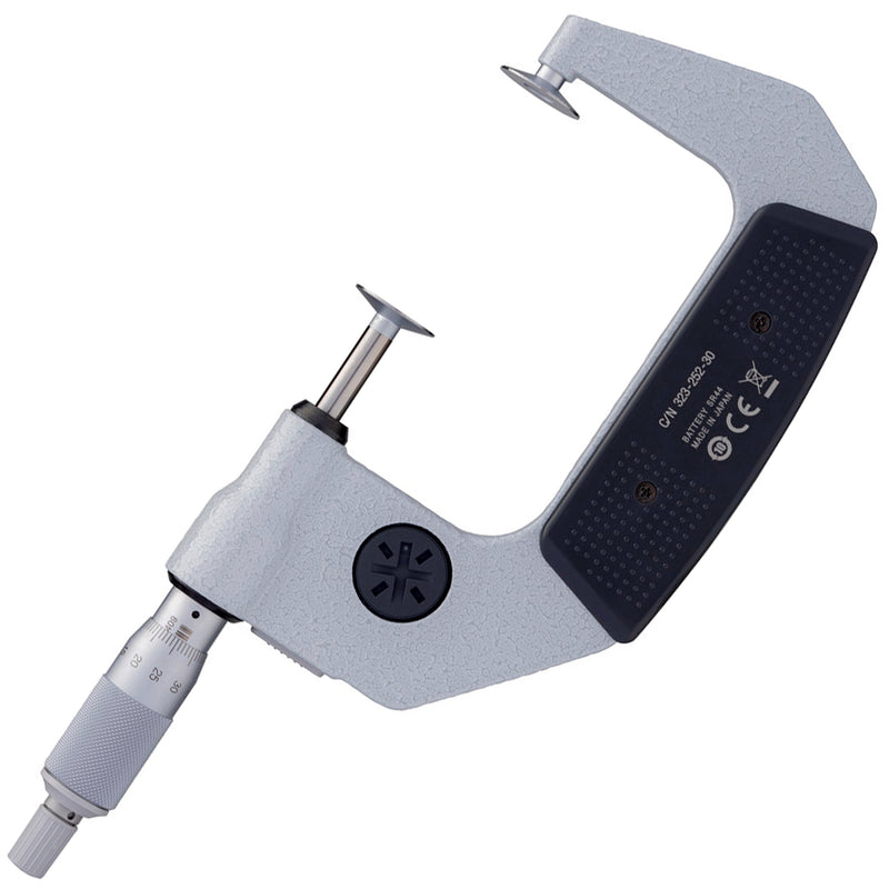 Panme điện tử Mitutoyo Series 322 - Disc Micrometers. Hàm kẹp đĩa đo bánh răng,. Có cổng SPC xuất dữ liệu
