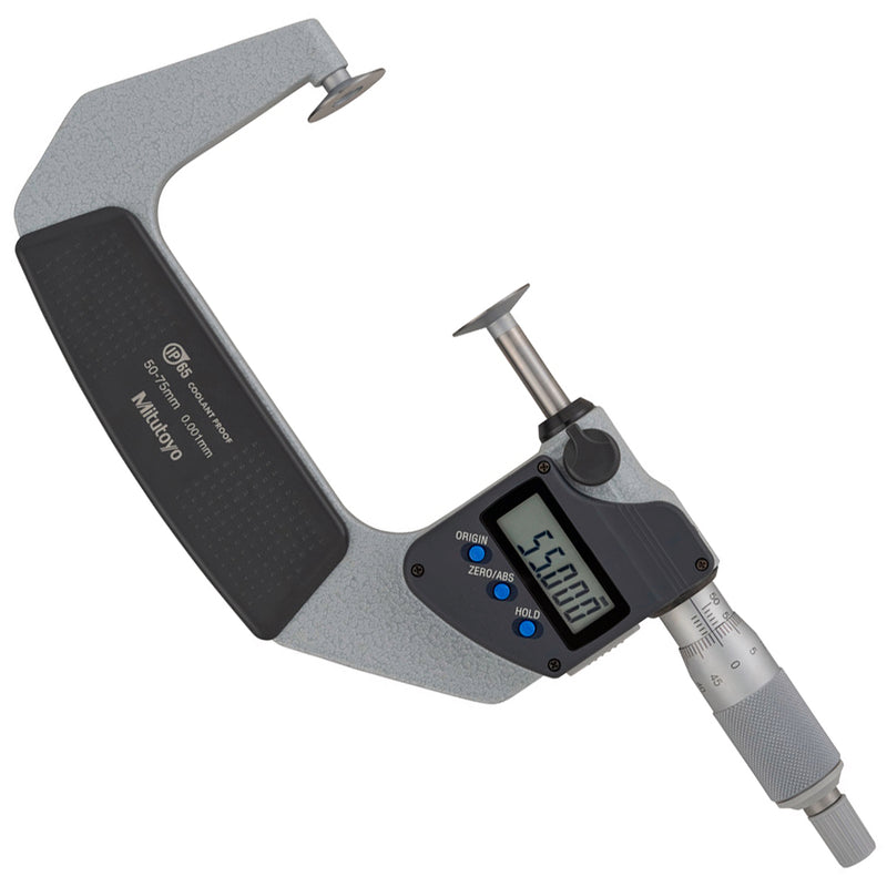 Panme điện tử Mitutoyo Series 322 - Disc Micrometers. Hàm kẹp đĩa đo bánh răng,. Có cổng SPC xuất dữ liệu