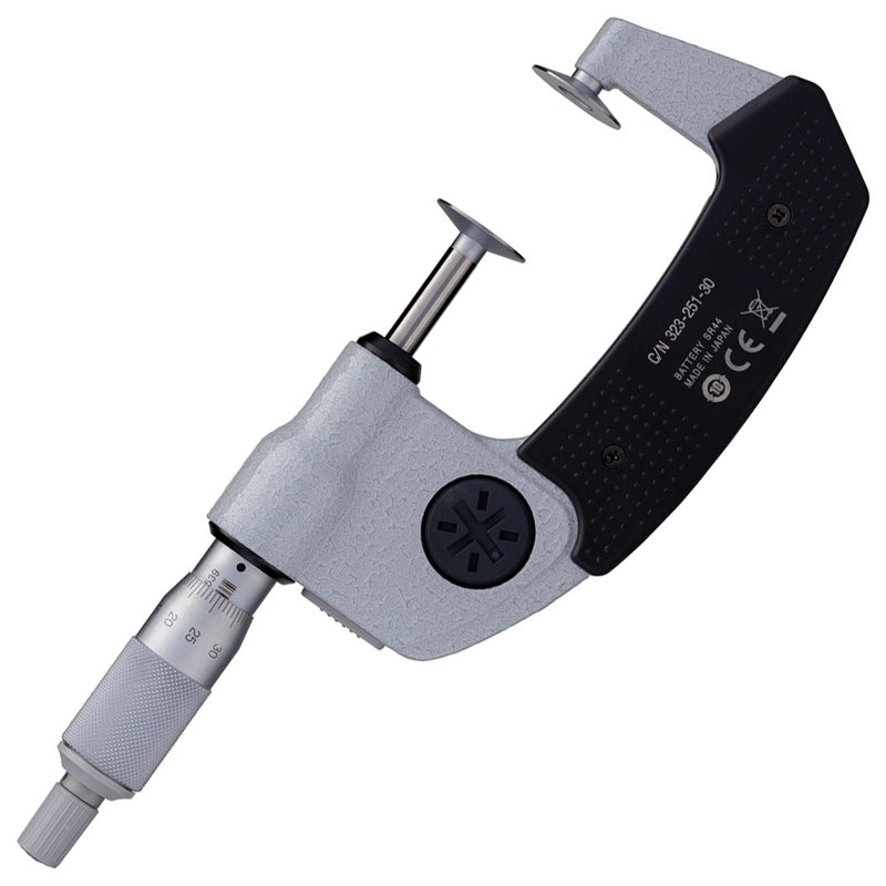 Panme điện tử Mitutoyo Series 322 - Disc Micrometers. Hàm kẹp đĩa đo bánh răng,. Có cổng SPC xuất dữ liệu