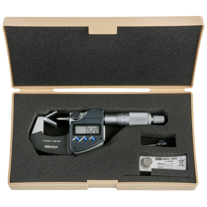 Panme điện tử Mitutoyo Series 314 - V-Anvil Micrometers, Đế đo chữ V + Mũi đo nhọn