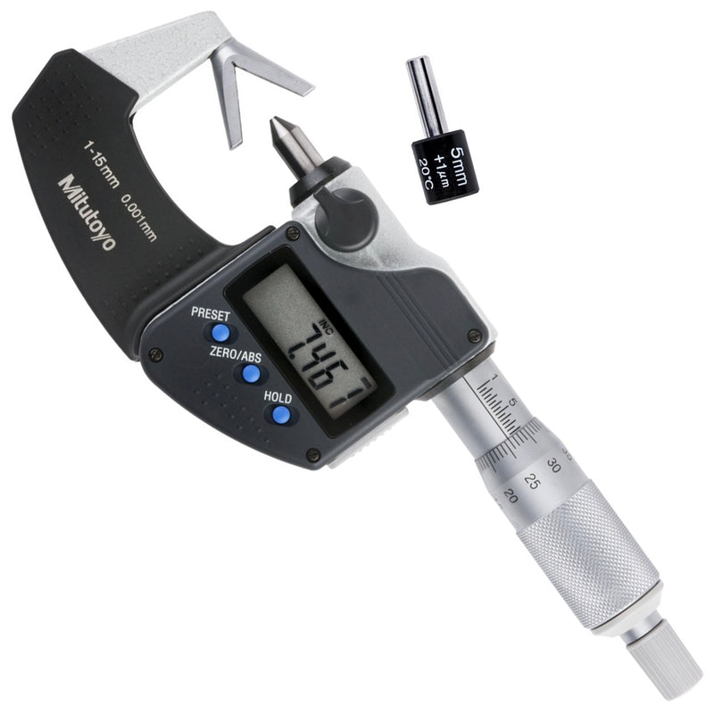 Panme điện tử Mitutoyo Series 314 - V-Anvil Micrometers, Đế đo chữ V + Mũi đo nhọn