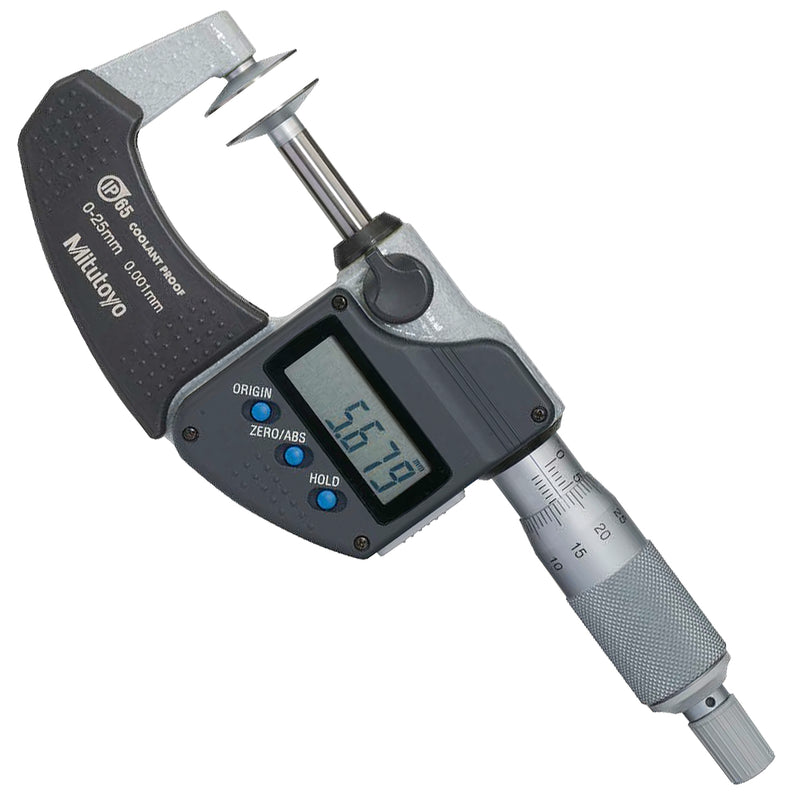 Panme điện tử Mitutoyo Series 322 - Disc Micrometers. Hàm kẹp đĩa đo bánh răng,. Có cổng SPC xuất dữ liệu