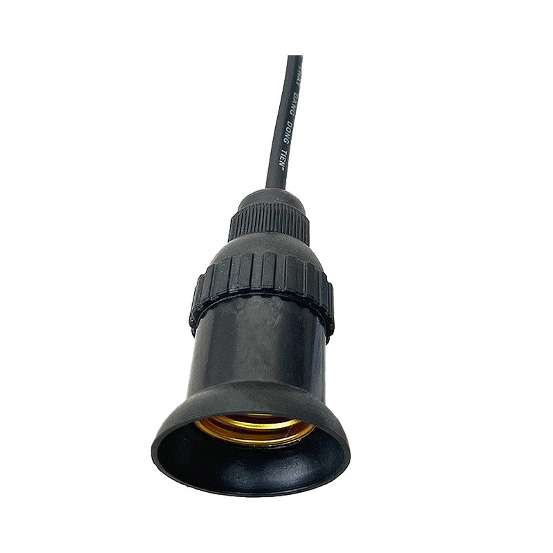 Đuôi đèn chịu mưa SOPOKA ĐCM-4 màu đen, chống thấm nước IP ngoài trời, ren E27 đồng nguyên chất, có dây đấu sẵn 25cm.
