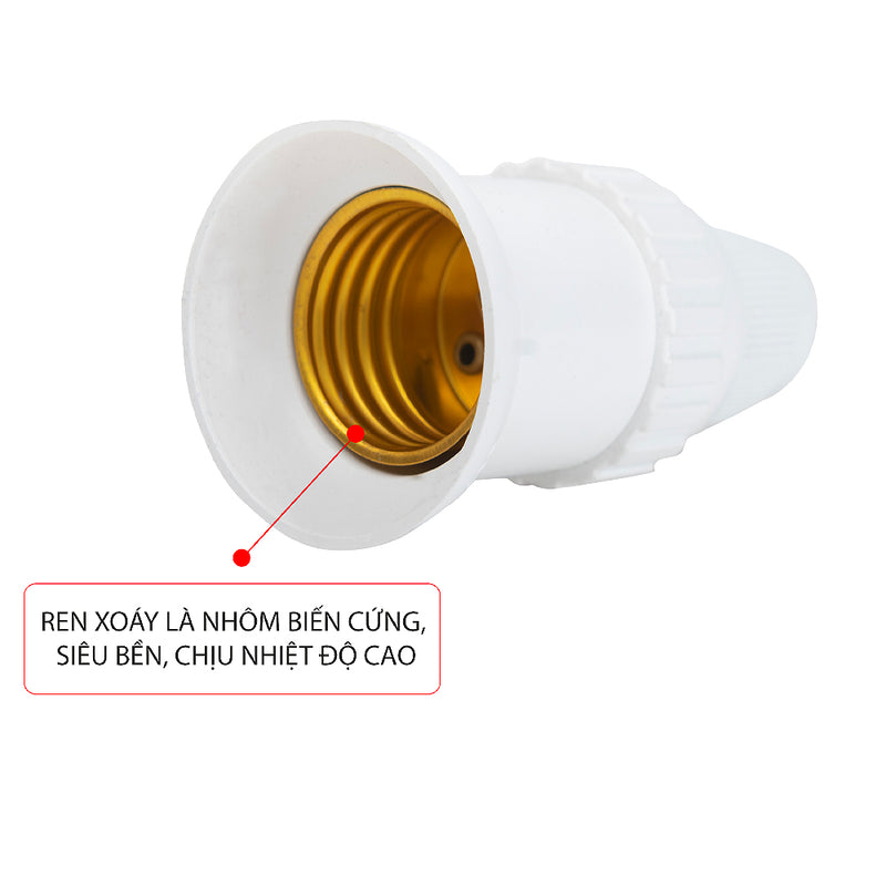 Đuôi đèn E27 chống nước SOPOKA ĐCM-5 màu trắng, chống thấm toàn diện cho đèn LED, lắp đặt ngoài trời bền bỉ.