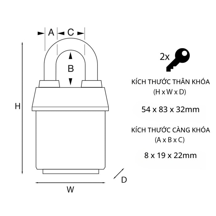 Ổ khóa treo Master Lock 6321WO cao cấp, thân khóa bằng thép lá được bọc nhựa vinyl 54mm