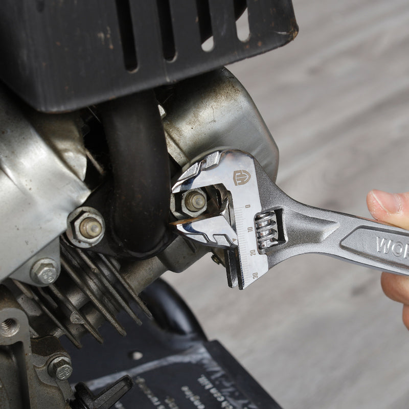 Mỏ lết công nghiệp bằng thép CR-V, cán trơn mạ chrome Workpro