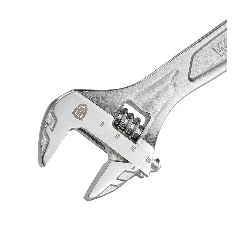 Mỏ lết công nghiệp bằng thép CR-V, cán trơn mạ chrome Workpro