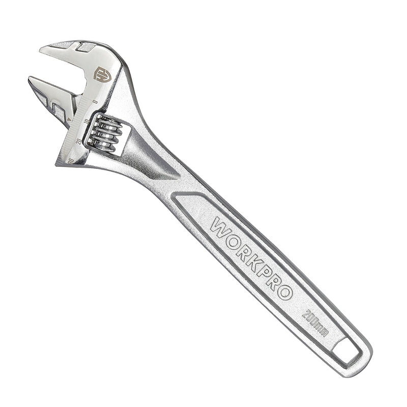 Mỏ lết công nghiệp bằng thép CR-V, cán trơn mạ chrome Workpro