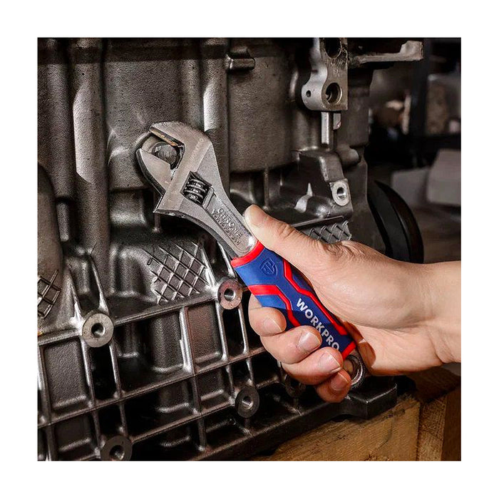 Mỏ lết bằng thép CR-V mạ chrome, tay cầm bọc nhựa chống trượt Workpro