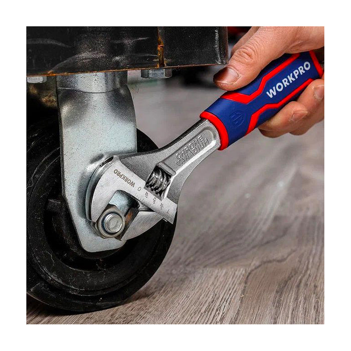 Mỏ lết bằng thép CR-V mạ chrome, tay cầm bọc nhựa chống trượt Workpro