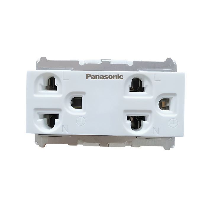 Ổ cắm đôi có dây nối đất Full Color White Panasonic WNG159237W