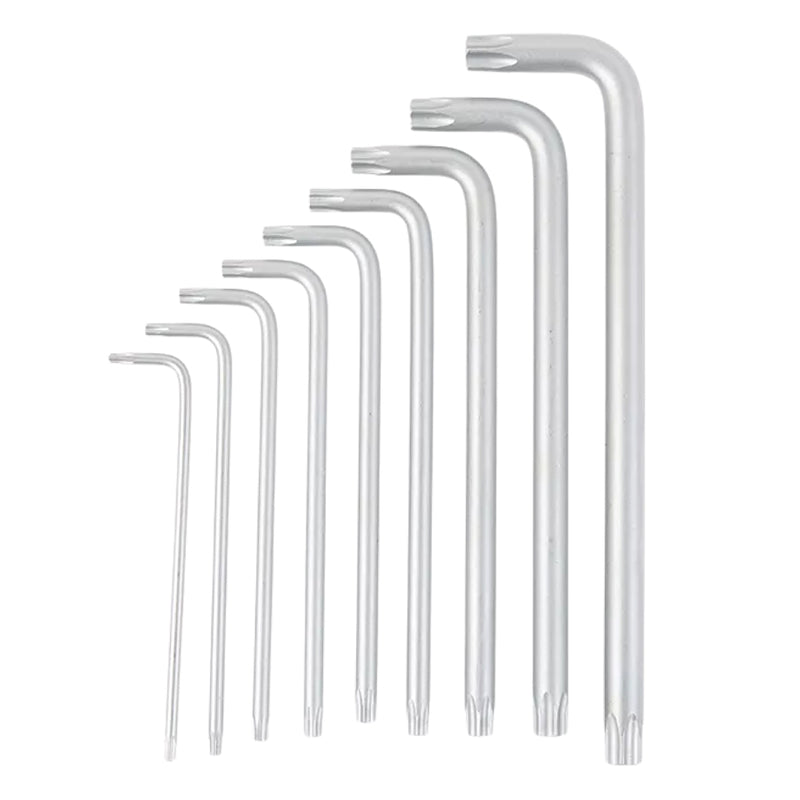 Bộ lục giác đầu sao 9 chi tiết Kendo 20743 thân dài, kích thước từ T10 - T40, vật liệu thép Cr-V