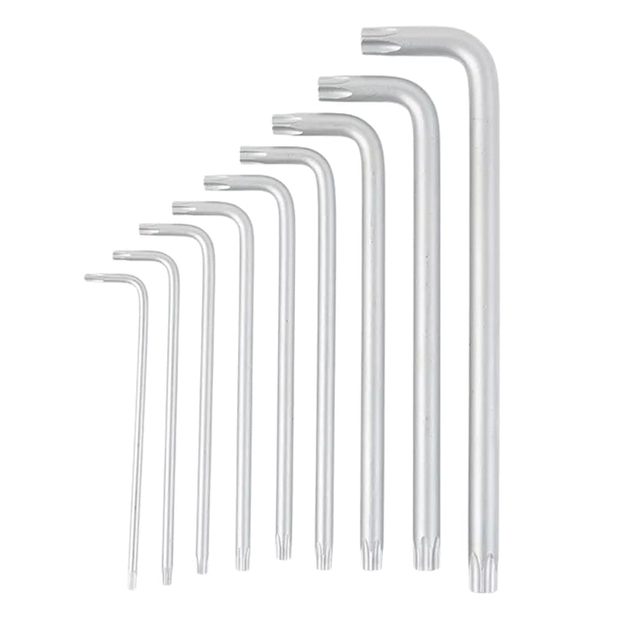 Bộ lục giác đầu sao 9 chi tiết Kendo 20743 thân dài, kích thước từ T10 - T40, vật liệu thép Cr-V