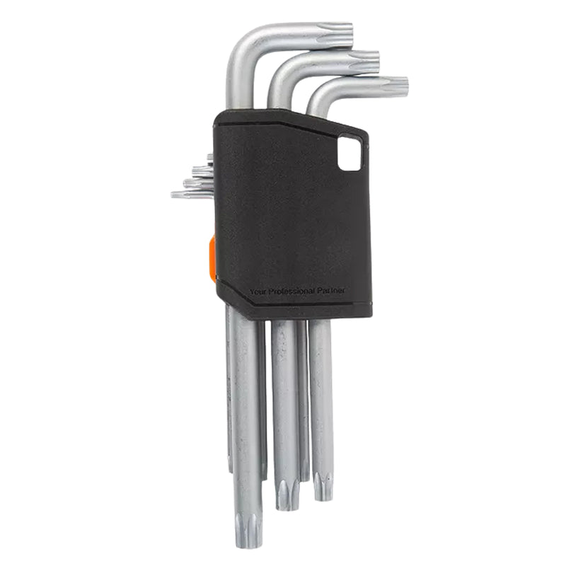 Bộ lục giác đầu sao 9 chi tiết Kendo 20743 thân dài, kích thước từ T10 - T40, vật liệu thép Cr-V