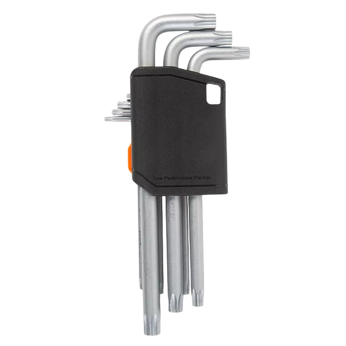 Bộ lục giác đầu sao 9 chi tiết Kendo 20743 thân dài, kích thước từ T10 - T40, vật liệu thép Cr-V