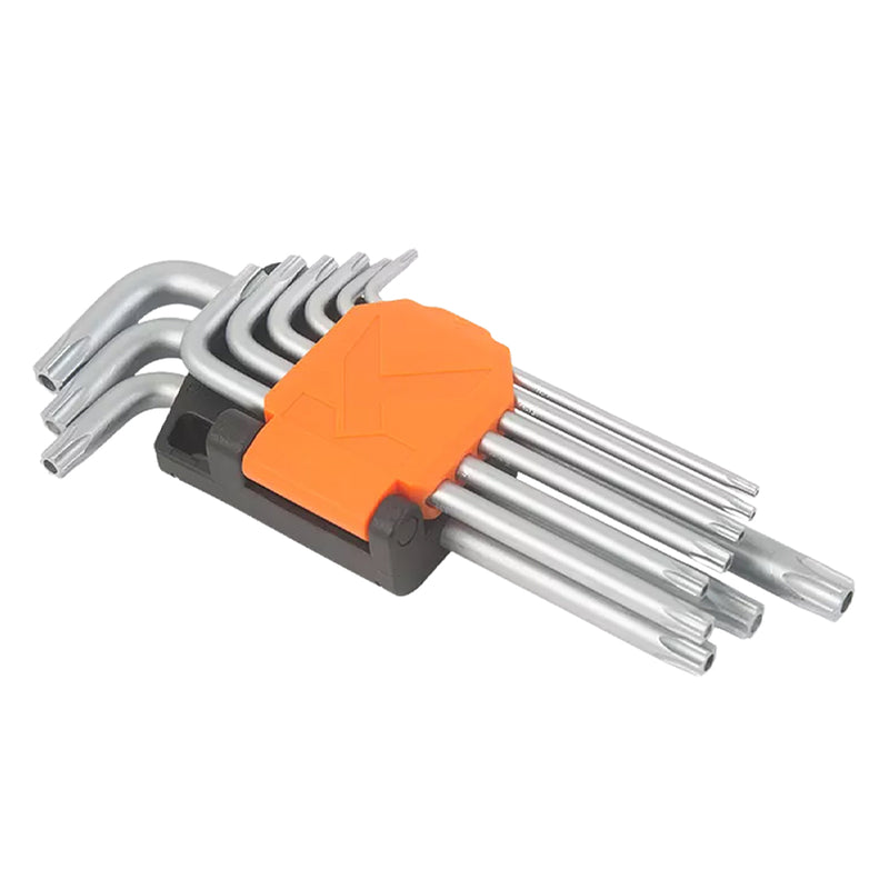 Bộ lục giác đầu sao 9 chi tiết Kendo 20743 thân dài, kích thước từ T10 - T40, vật liệu thép Cr-V