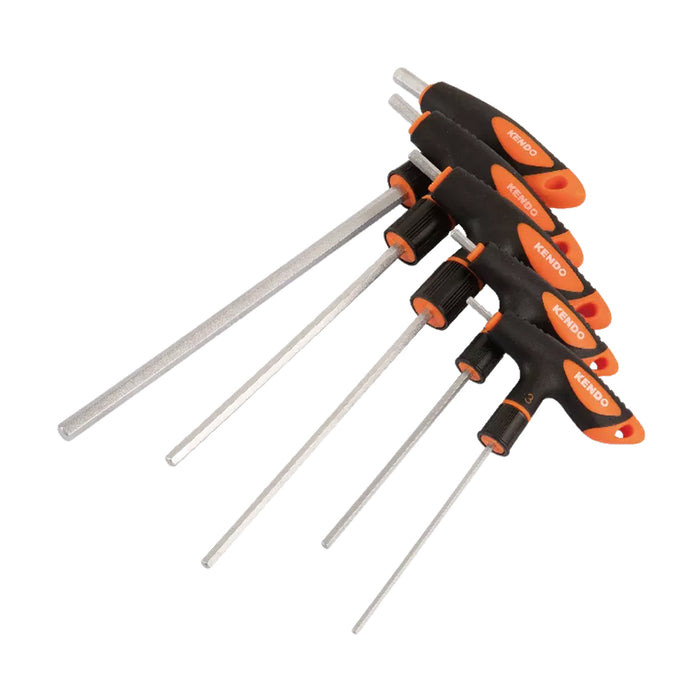 Bộ lục giác 5 chi tiết tay cầm chữ T Kendo 20779, vật liệu thép Cr-V