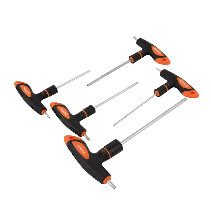 Bộ lục giác đầu sao 5 chi tiết tay cầm chữ T Kendo 20780, vật liệu thép Cr-V