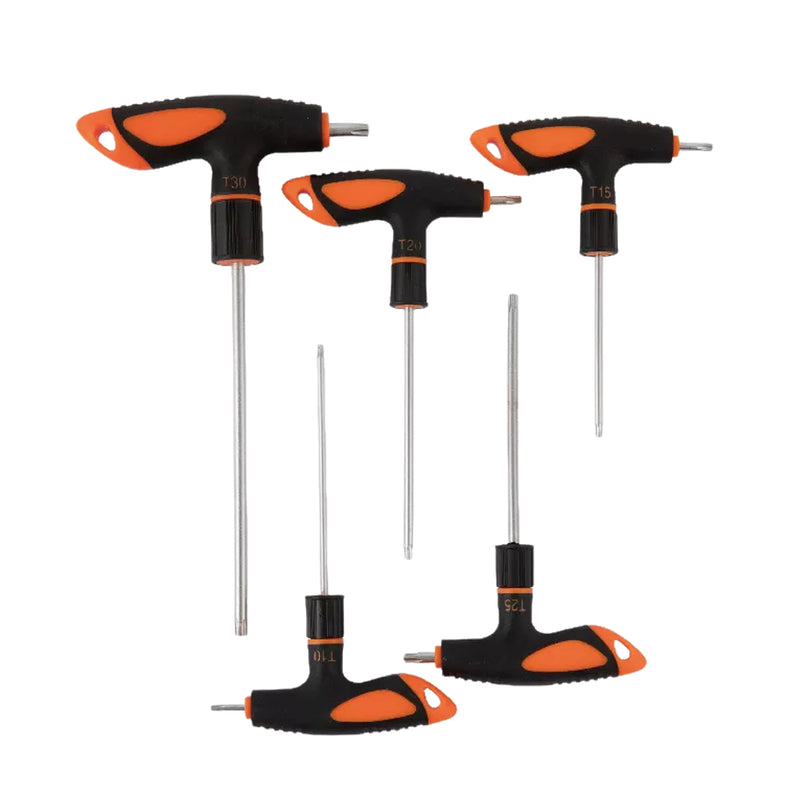 Bộ lục giác đầu sao 5 chi tiết tay cầm chữ T Kendo 20780, vật liệu thép Cr-V