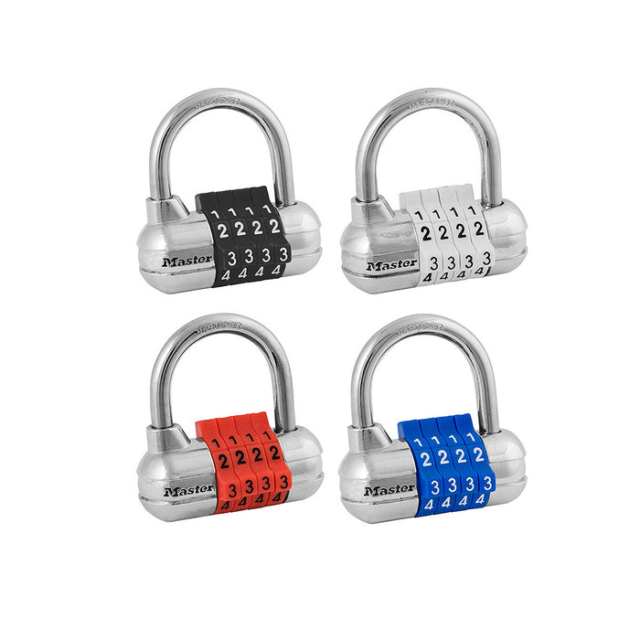 Ổ khóa số Master Lock 1523D cao cấp, thân khóa bằng kim loại rộng 64mm, 4 cọc số nhiều màu sắc