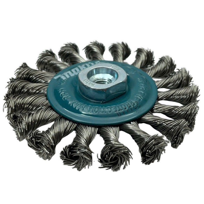 Bánh cước kim loại sợi Inox xoắn Makita D-77528 đường kính 100mm, cốt M10 dùng cho các máy mài góc 100mm ( Cấp 2 sao )