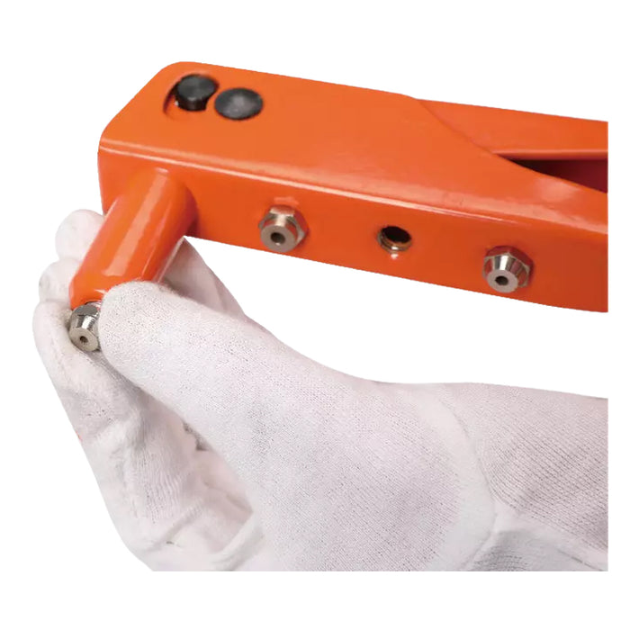 Kìm rút ri vê (rivet) Kendo 45602 dài 250mm (10 inch), có 4 đầu rút đinh với kích thước từ 2.4mm - 4.8mm