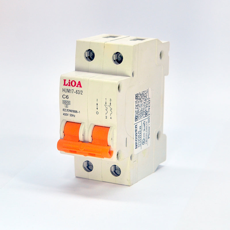 Cầu dao tự động MCB Lioa, tải danh định từ 6A ~ 100A, dòng cắt từ 6kA