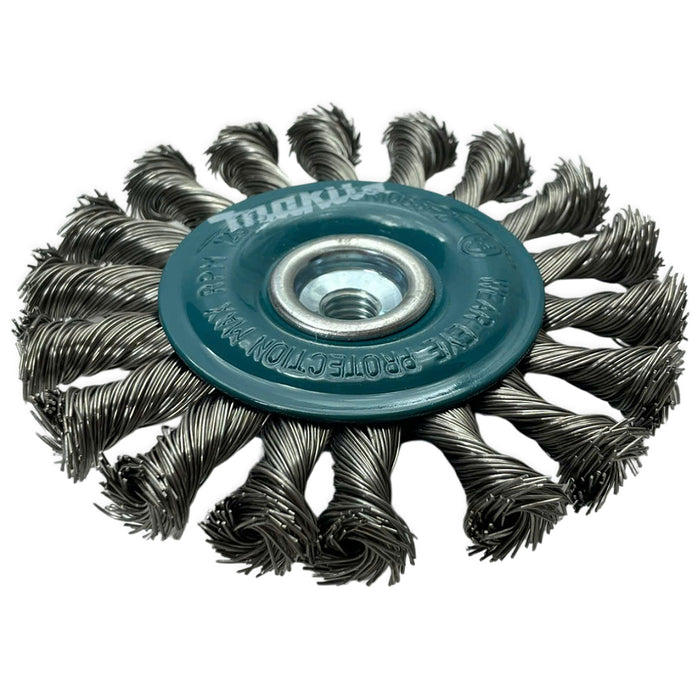 Bánh cước kim loại sợi Inox xoắn Makita D-77528 đường kính 100mm, cốt M10 dùng cho các máy mài góc 100mm ( Cấp 2 sao )