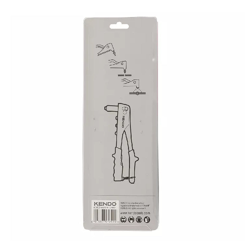 Kìm rút ri vê (rivet) Kendo 45602 dài 250mm (10 inch), có 4 đầu rút đinh với kích thước từ 2.4mm - 4.8mm