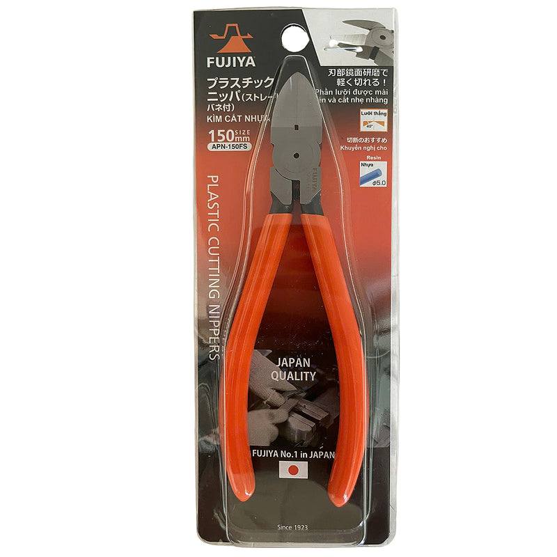 Kìm cắt nhựa mini có lò xo trợ lực, lưỡi phẳng (Flush Sharp) Fujiya FS Series  kích thước từ 125mm - 150mm