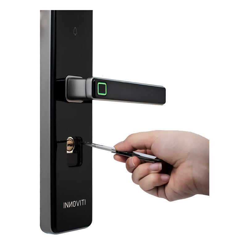 Khóa điện tử Việt Tiệp 28381 tích hợp vân tay, mật khẩu, chìa cơ và thẻ từ