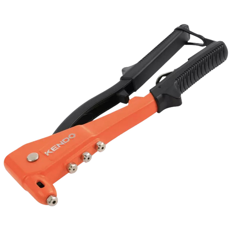 Kìm rút ri vê (rivet) Kendo 45605 dài 265mm, 4 đầu rút đinh với kích thước từ 2.4mm - 4.8mm, vật liệu nhôm đúc