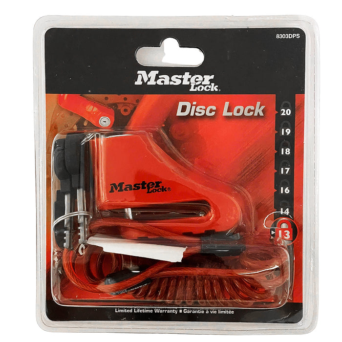 Ổ khóa xe máy Master Lock 8303EURDPS cao cấp, thân khóa bằng hợp kim thép 80 x 5.5mm (Khóa phanh đĩa)