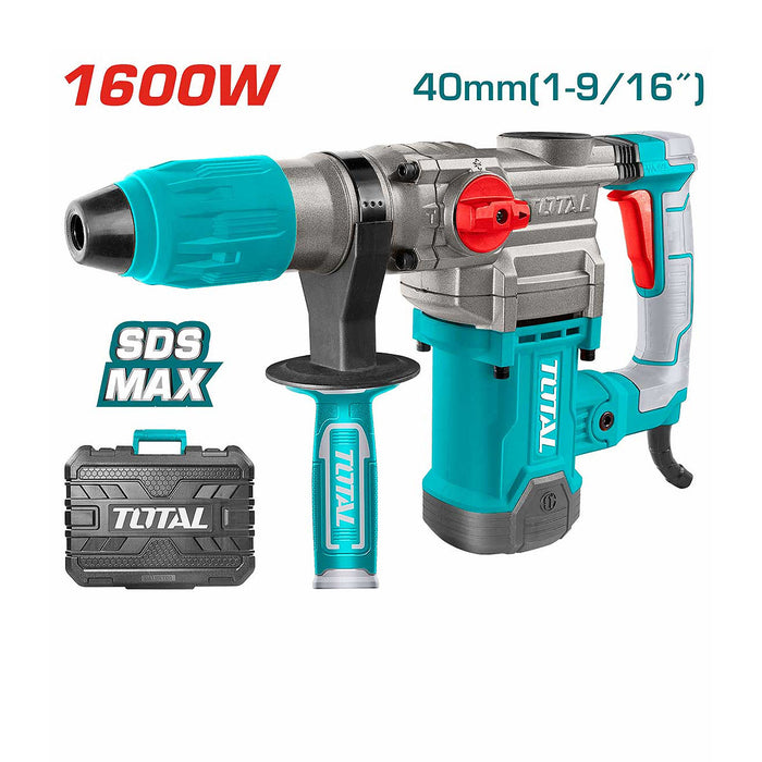 Máy khoan đục bê tông TOTAL TH1163855, công suất 1600W, chuôi gài SDS-Max, lực đập 10J