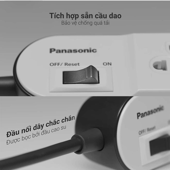 Ổ cắm điện Panasonic 3 cổng tích hợp 2 cổng sạc USB, công suất 2300W, dây dài 3m WCHG 243322W-VN (màu trắng)
