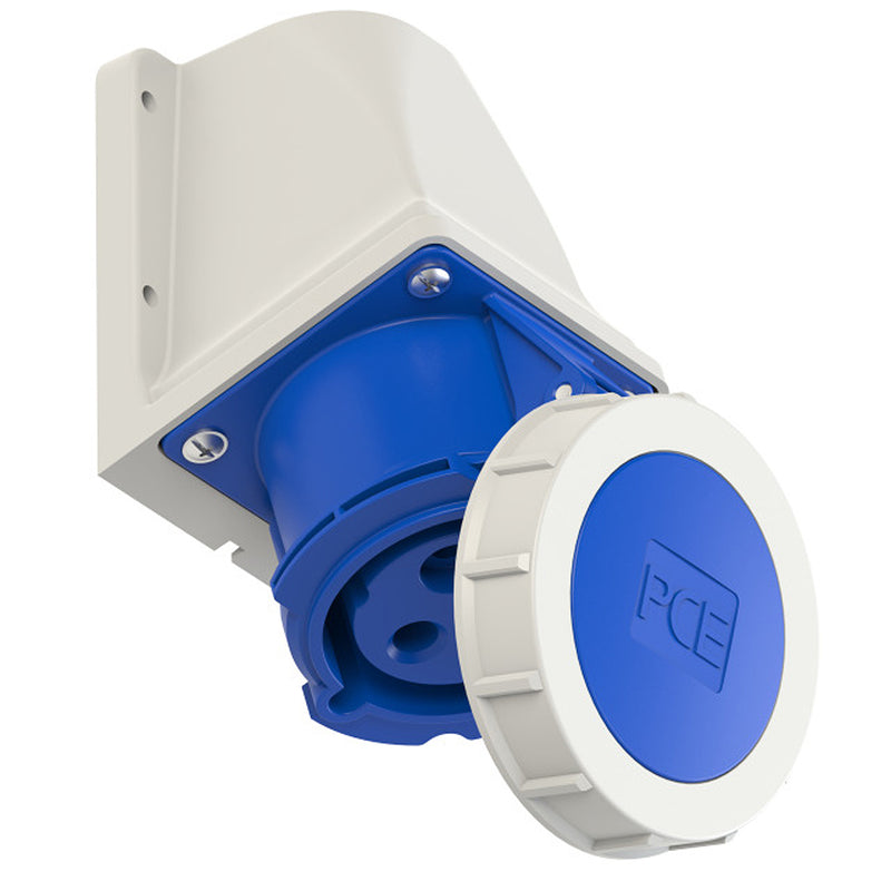 Ổ cắm công nghiệp PCE lắp nổi kiểu L, tải 16A - 32A, 3 cực (2P+PE), điện áp 230V, Kín nước tiêu chuẩn IP67