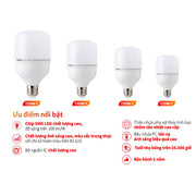 Bóng LED SOPOKA Mã T nhiều công suất, ánh sáng trắng/vàng, chống nước, tiết kiệm điện cho gia đình và công nghiệp.