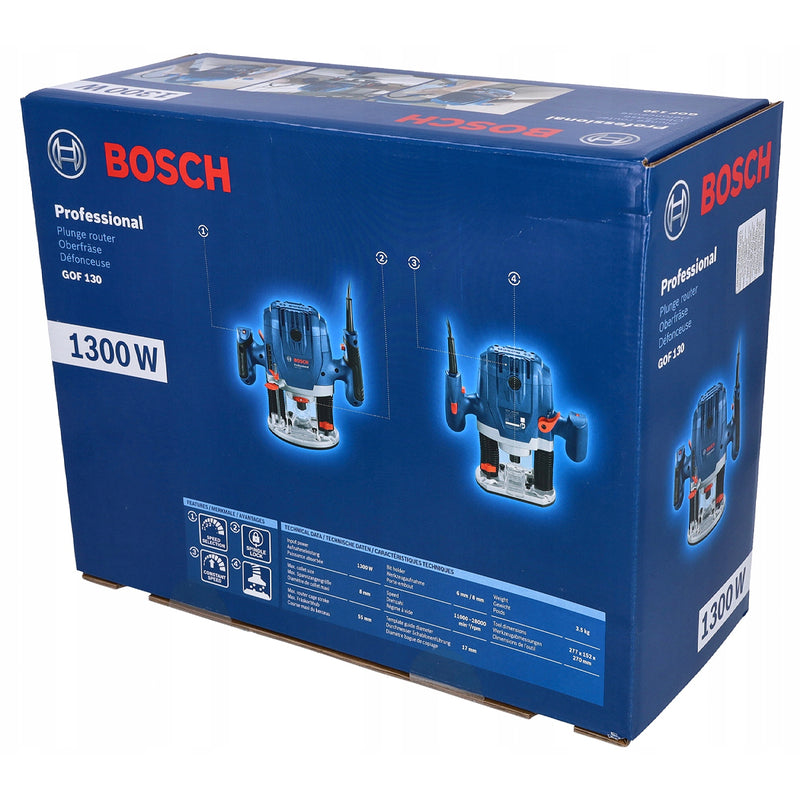 Máy phay Bosch GOF 130 công suất 1300W, chấu bóp 6mm - 8mm mã số 06016B70K1