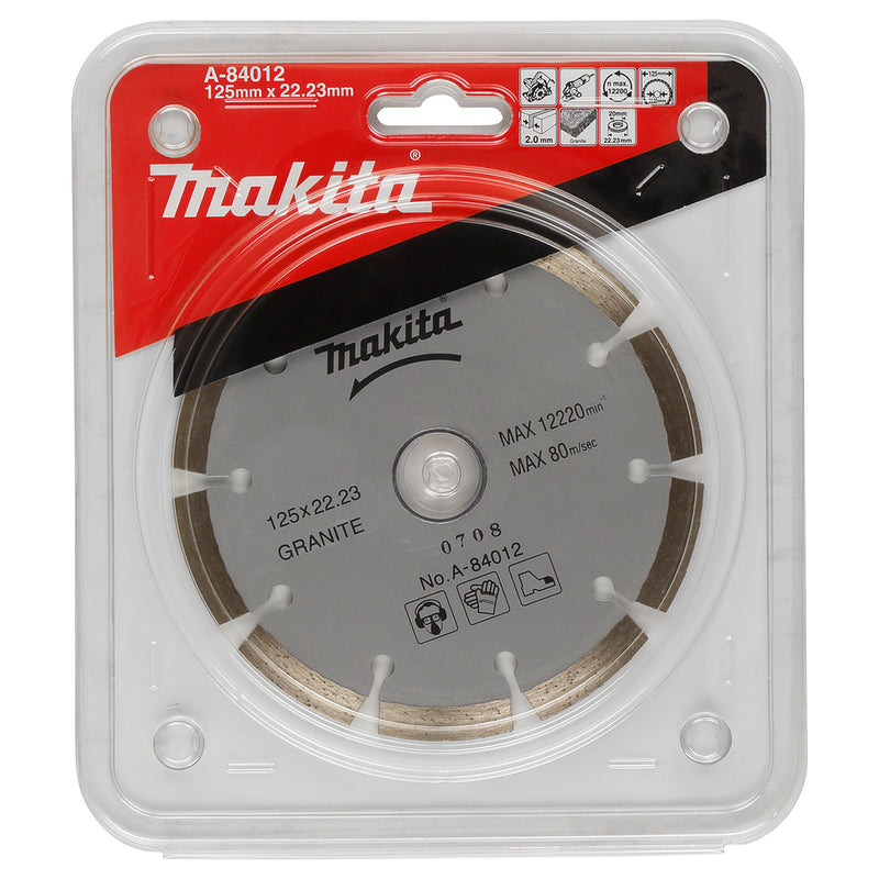 Lưỡi cắt kim cương phân đoạn 125mm Makita A-84012 dùng cho đá granite, lỗ trục 22,23mm, cắt khô (Cấp 2 sao)