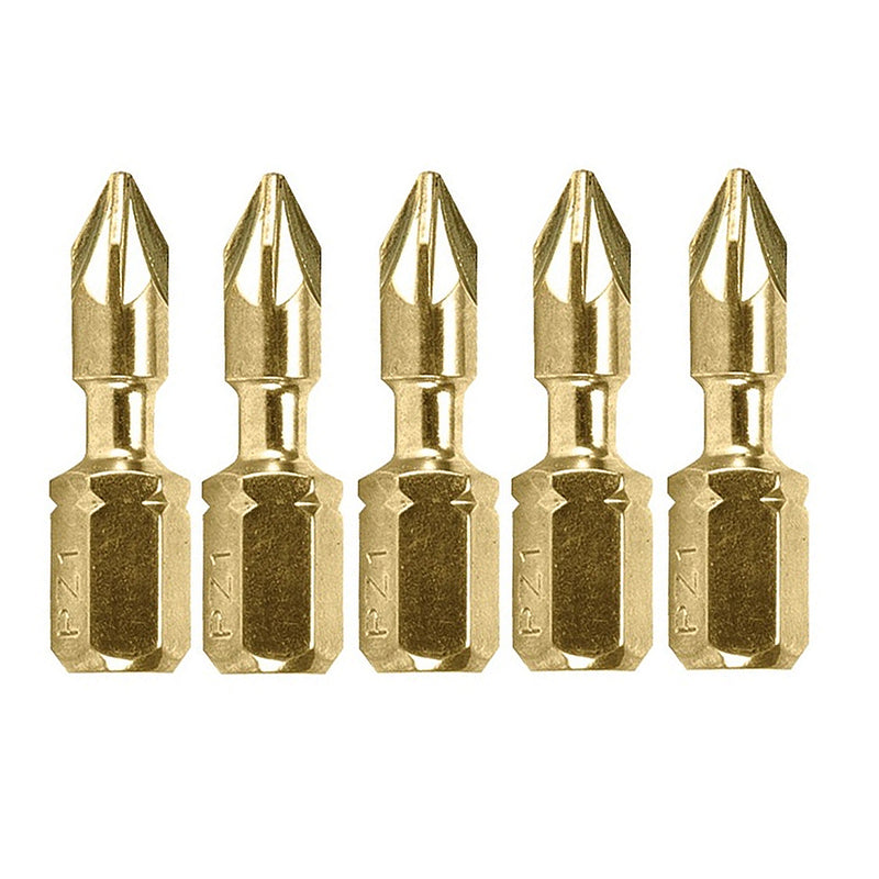 Vĩ 5 mũi vít Pozi Torsion Gold Impact Makita B-28472 kích thước PZ2 x 25mm, đuôi lục giác 6.35mm (1/4 inch)