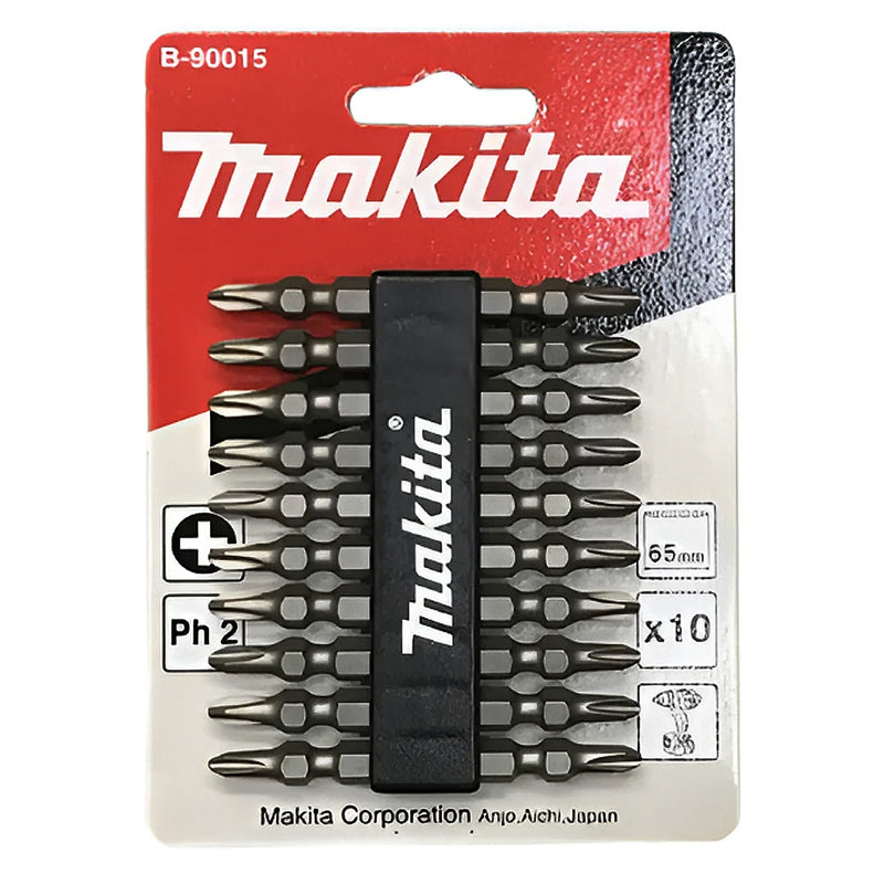 Vì 10 mũi vít 2 đầu bake Makita B-90015 kích thước PH2, chiều dài 65mm, đuôi lục giác 6.35mm (1/4 inch)